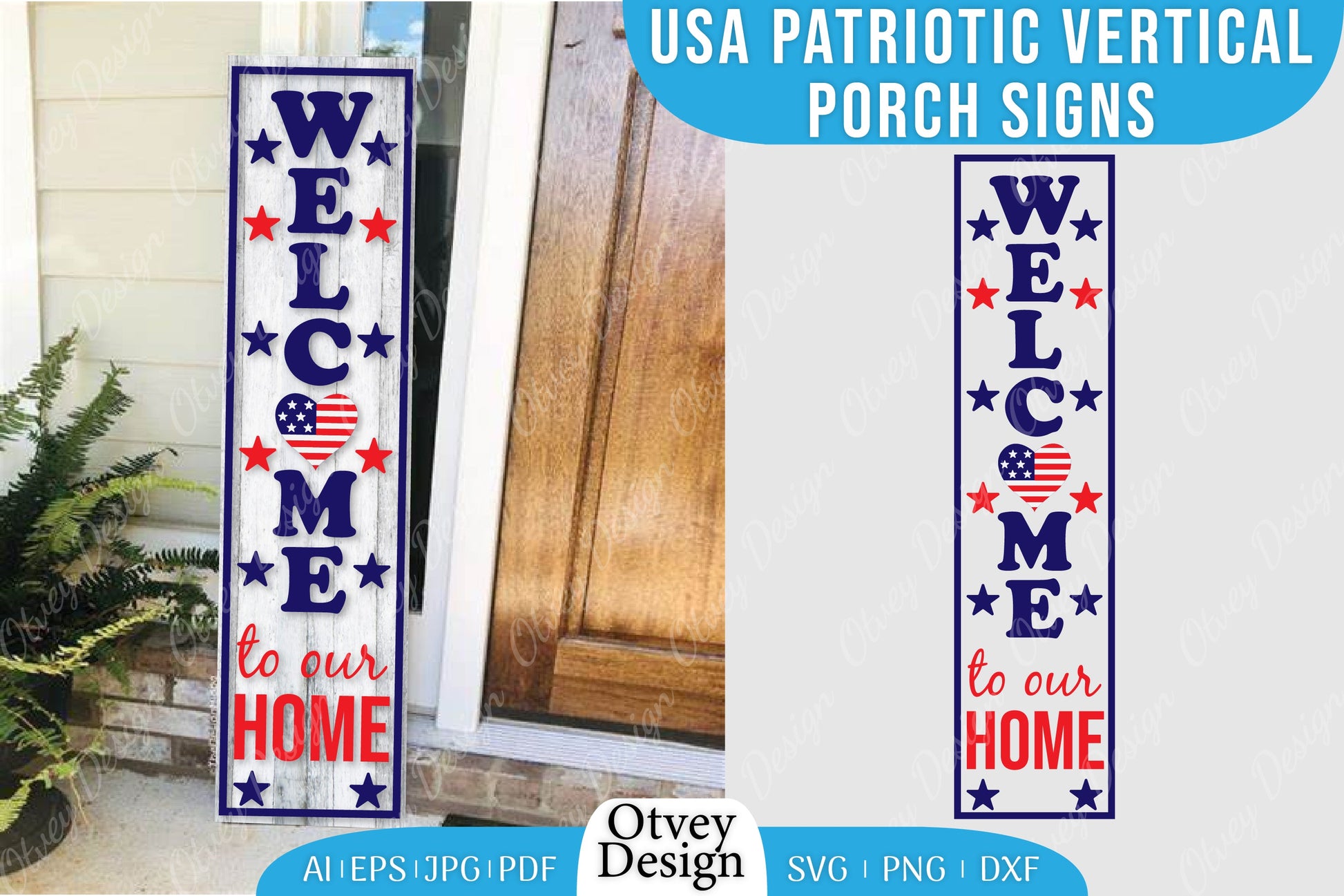 USA Patriotic Vertical Porch Signs SVG Bundle 14 - CraftNest - Digital Crafting and Art