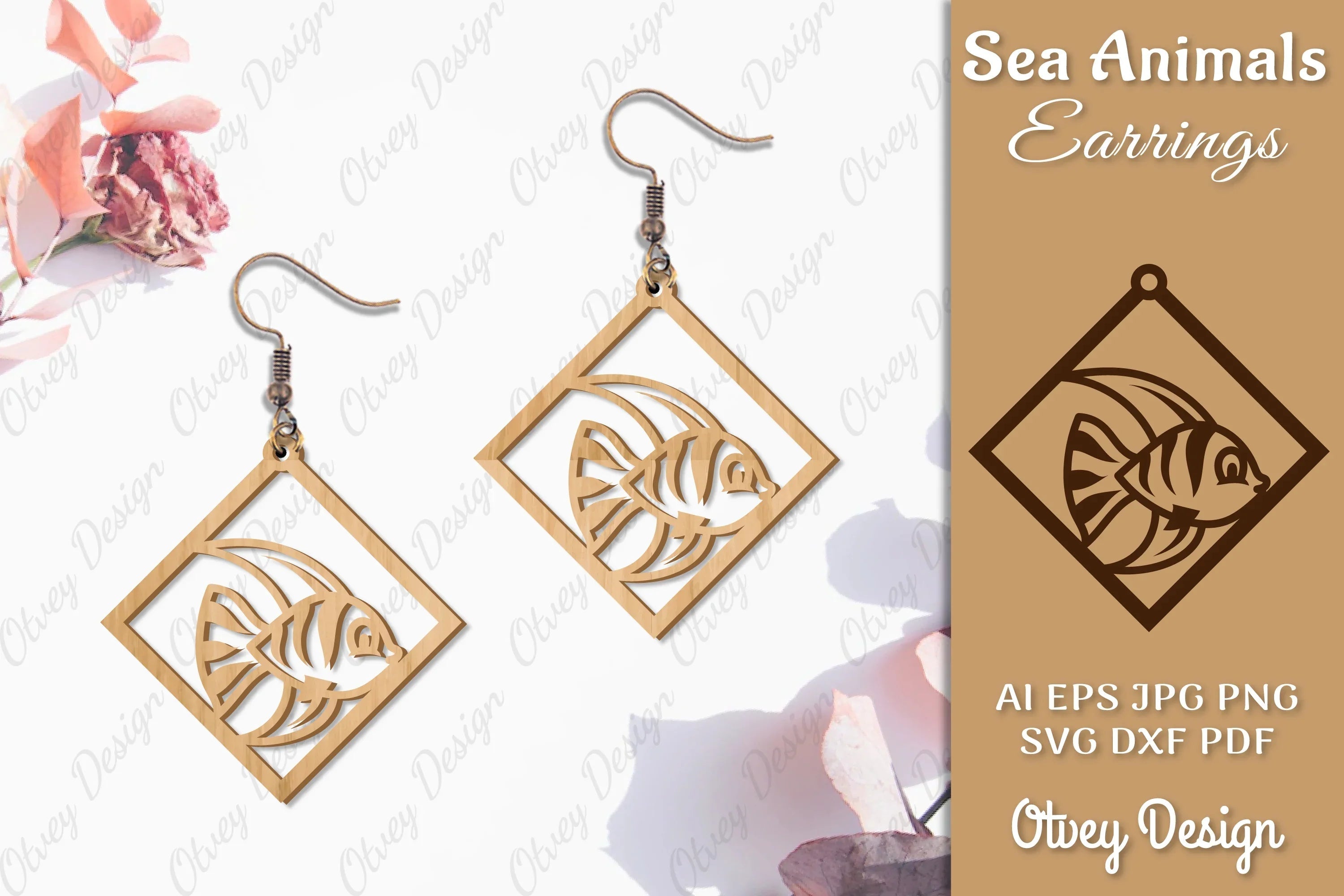 Sea Animals Earrings Laser Cut SVG Bundle 25 - CraftNest - Digital Crafting and Art