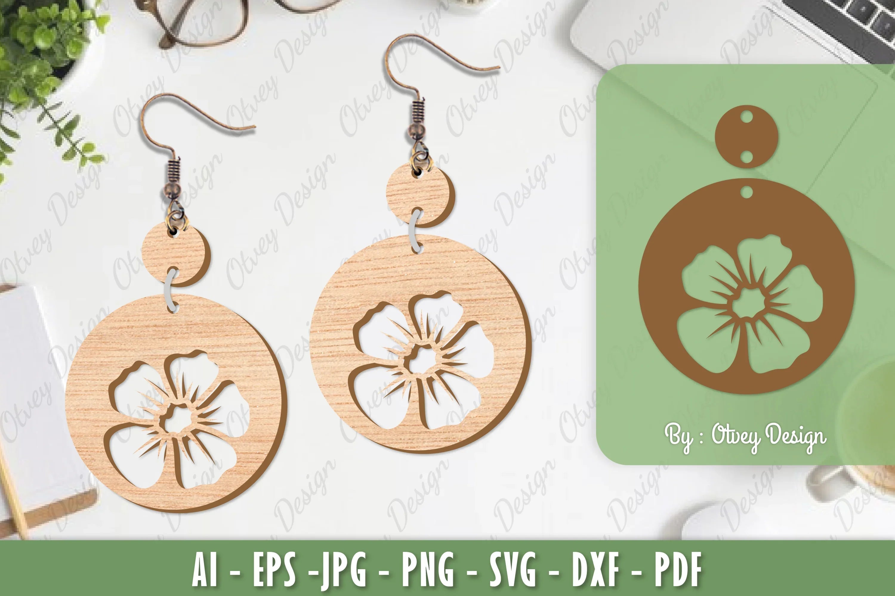 Flower Earrings Laser Cut SVG Bundle 14 - CraftNest - Digital Crafting and Art