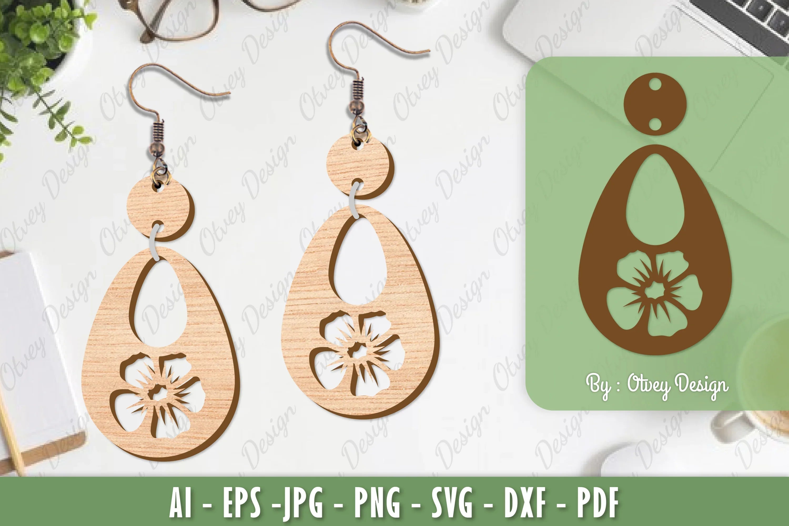 Flower Earrings Laser Cut SVG Bundle 44 - CraftNest - Digital Crafting and Art