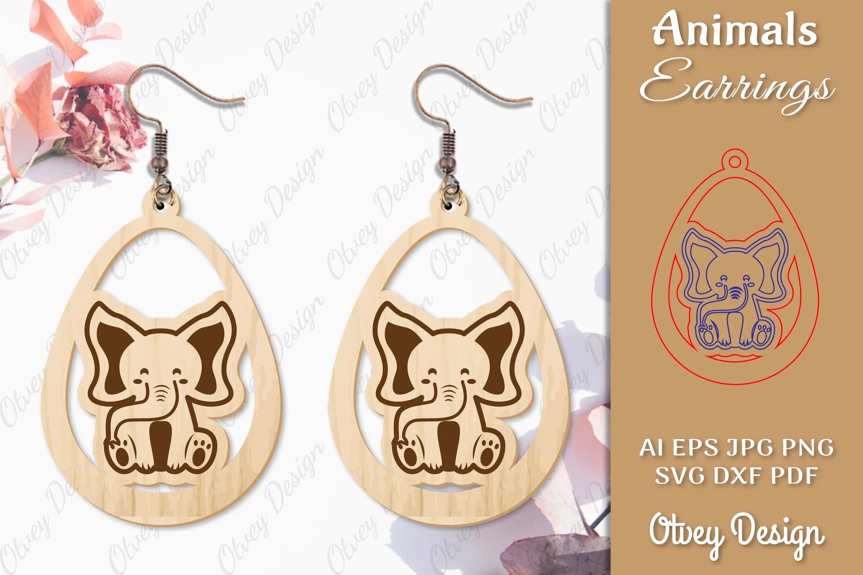 Elephant Earrings Lasercut SVG Bundle - CraftNest - Digital Crafting and Art