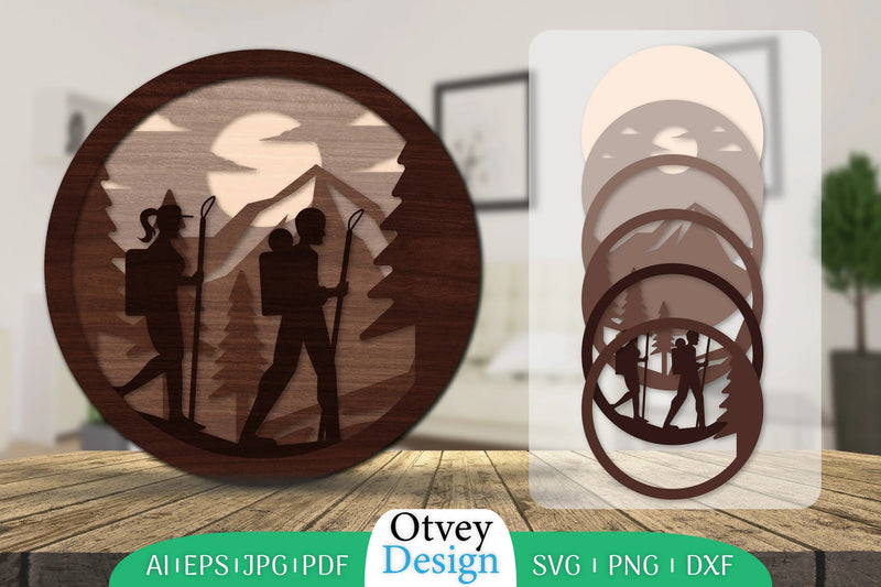 Hiking Couple Layered Lasercut SVG Bundle 3 - CraftNest - Digital Crafting and Art