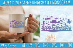 Scuba Diver Monogram SVG Bundle 8 - CraftNest - Digital Crafting and Art