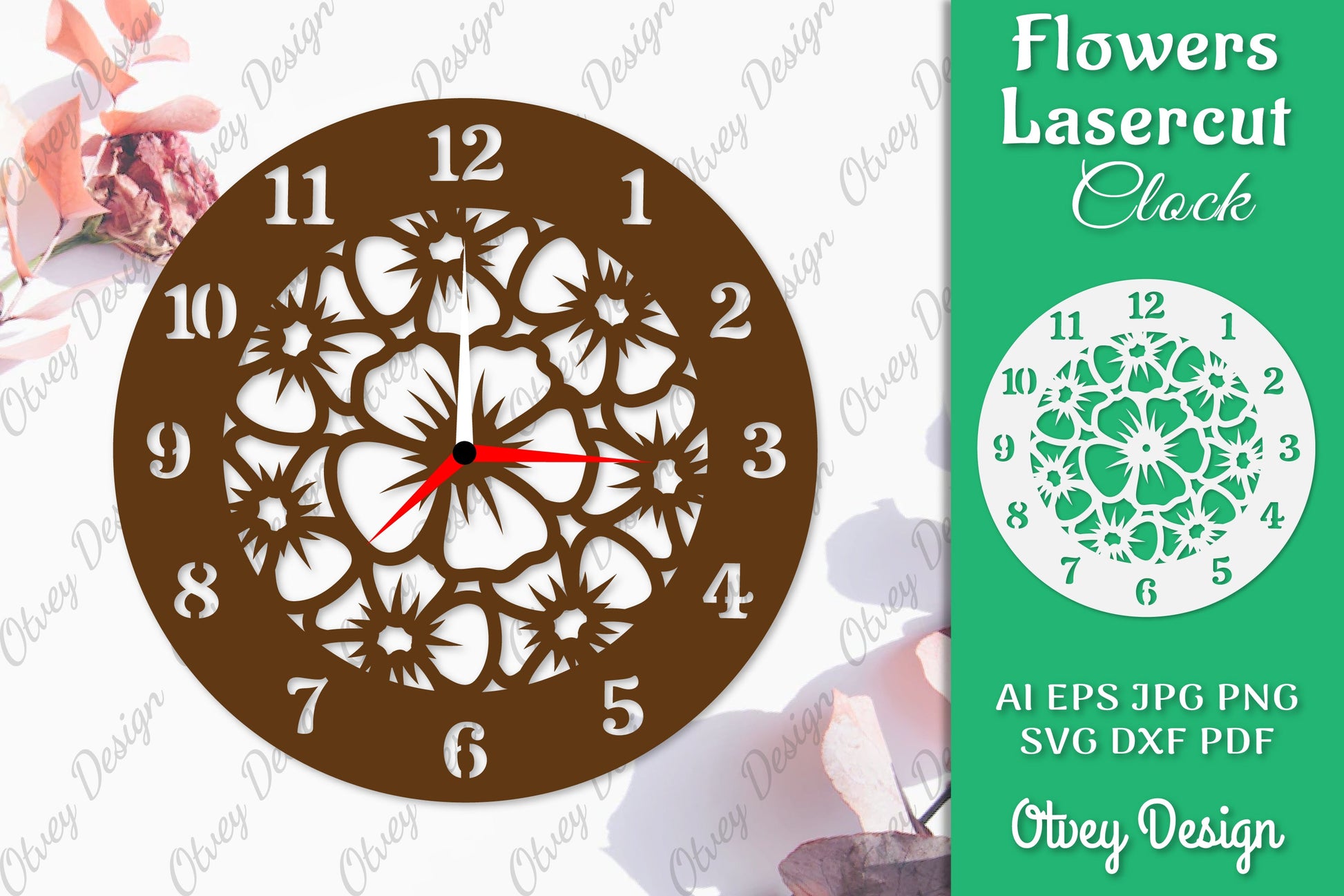 Flowers Clock SVG LaserCut SVG Bundle 4 - CraftNest - Digital Crafting and Art