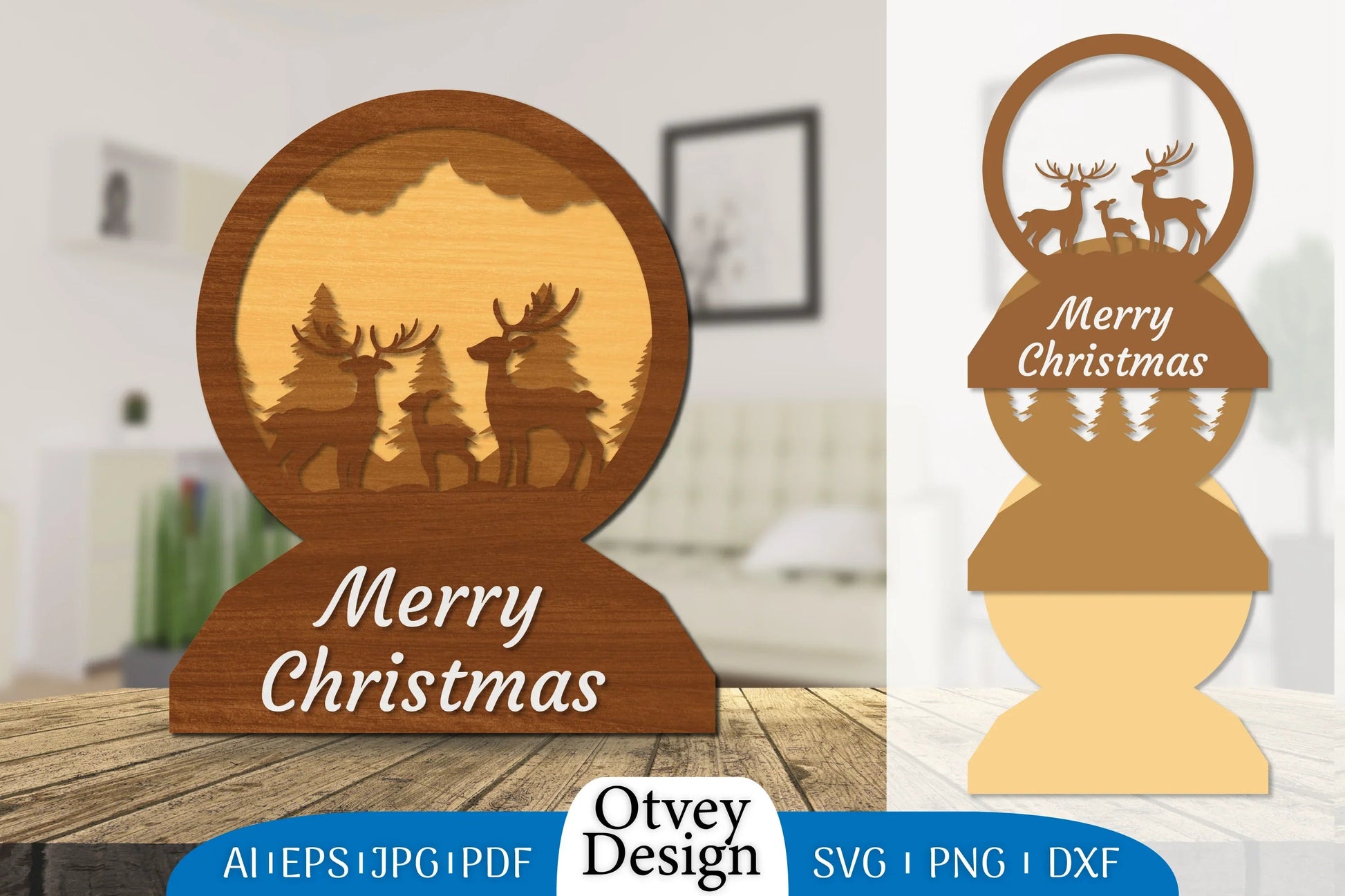 Christmas Deer Lasercut SVG Bundle 3 - CraftNest - Digital Crafting and Art