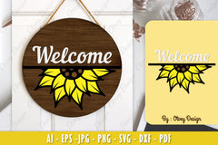 Sunflower Welcome Sign SVG Bundle 2 - CraftNest - Digital Crafting and Art