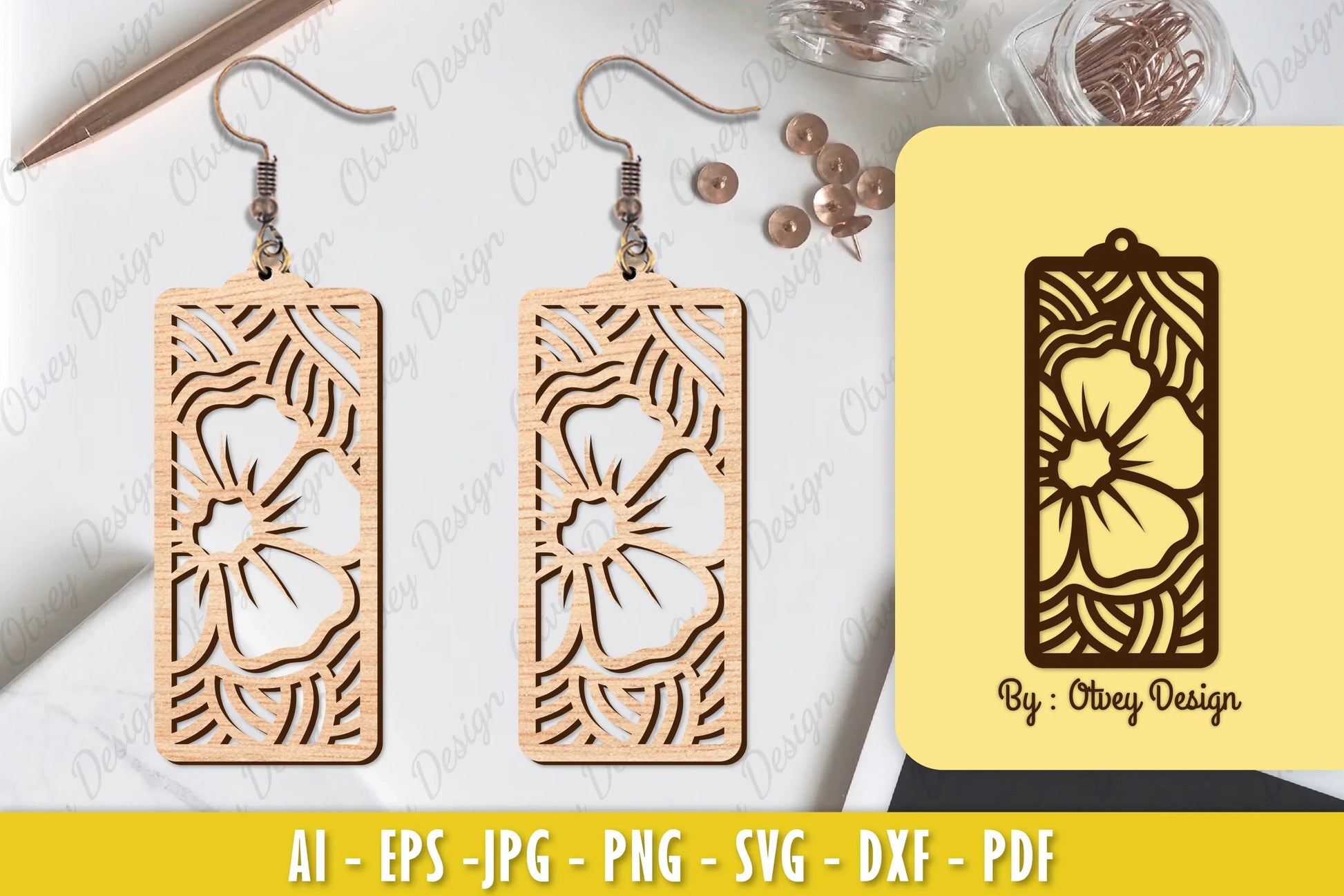 Flower Earring Laser Cut SVG Bundle 104 - CraftNest - Digital Crafting and Art