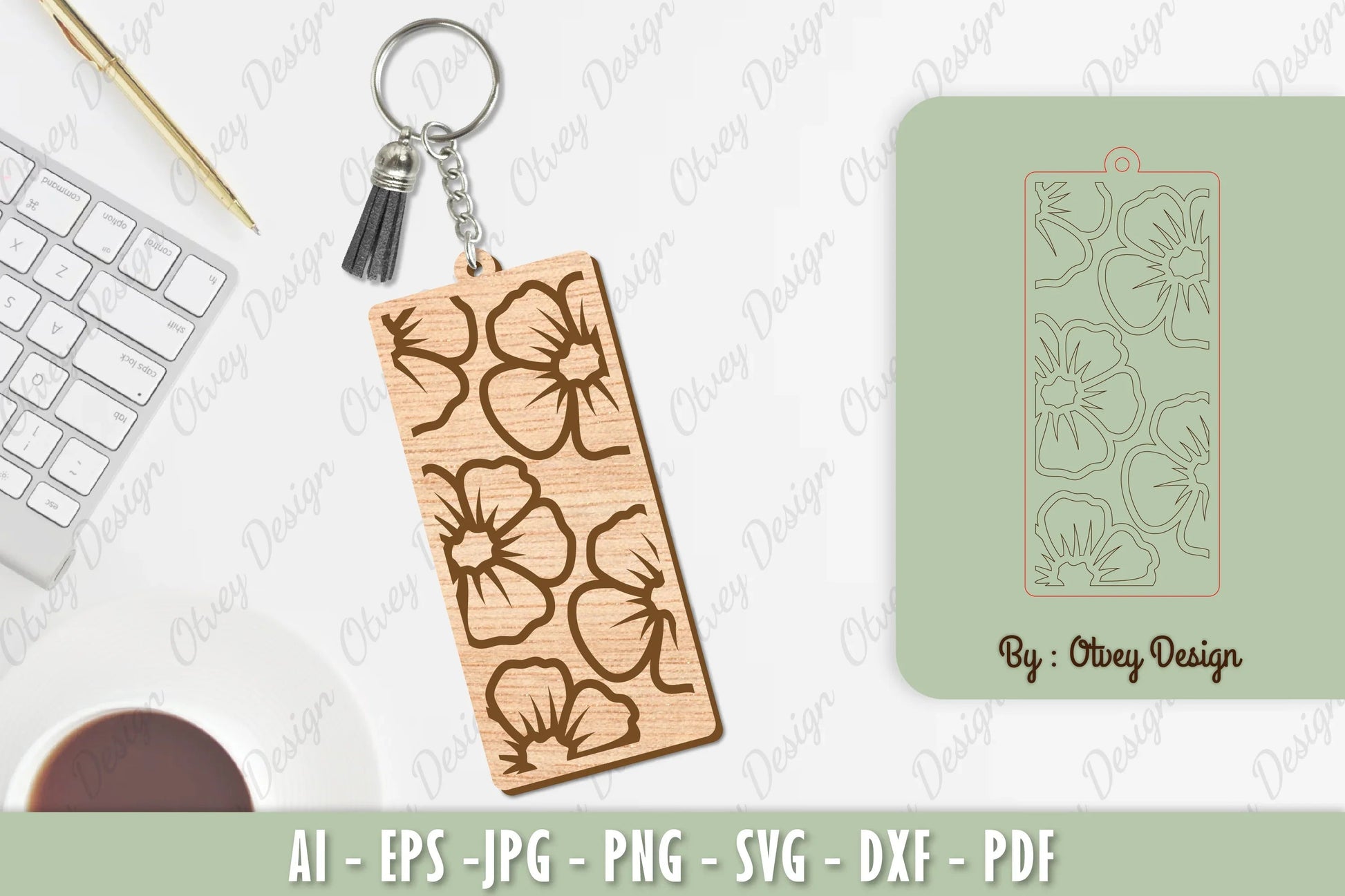 Flower Keychain Laser Cut SVG Bundle 14 - CraftNest - Digital Crafting and Art