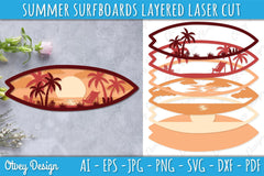 Summer Surfboards Layered Laser Cut SVG Bundle - CraftNest - Digital Crafting and Art