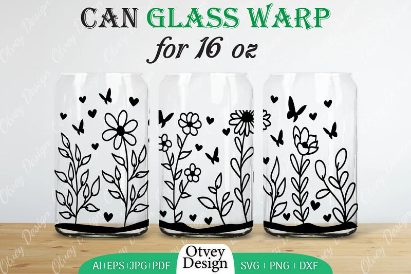 Blooming Wildflowers Can Glass 16 OZ SVG Bundle 7 - CraftNest - Digital Crafting and Art
