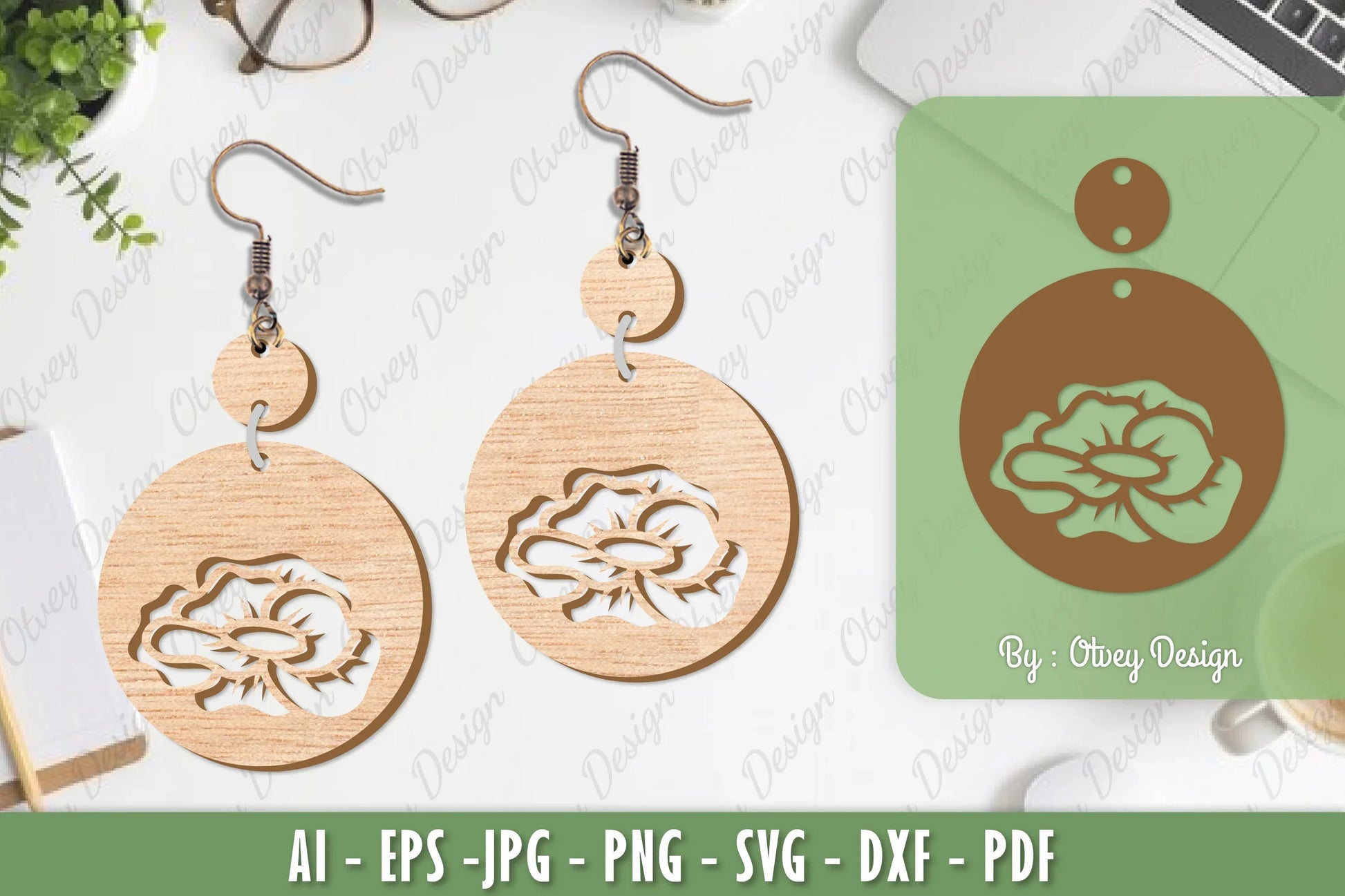 Flower Earrings Laser Cut SVG Bundle 15 - CraftNest - Digital Crafting and Art