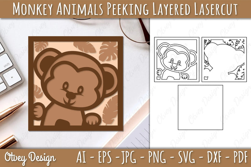 Animals Peeking Layered Lasercut SVG Bundle 10 - CraftNest - Digital Crafting and Art