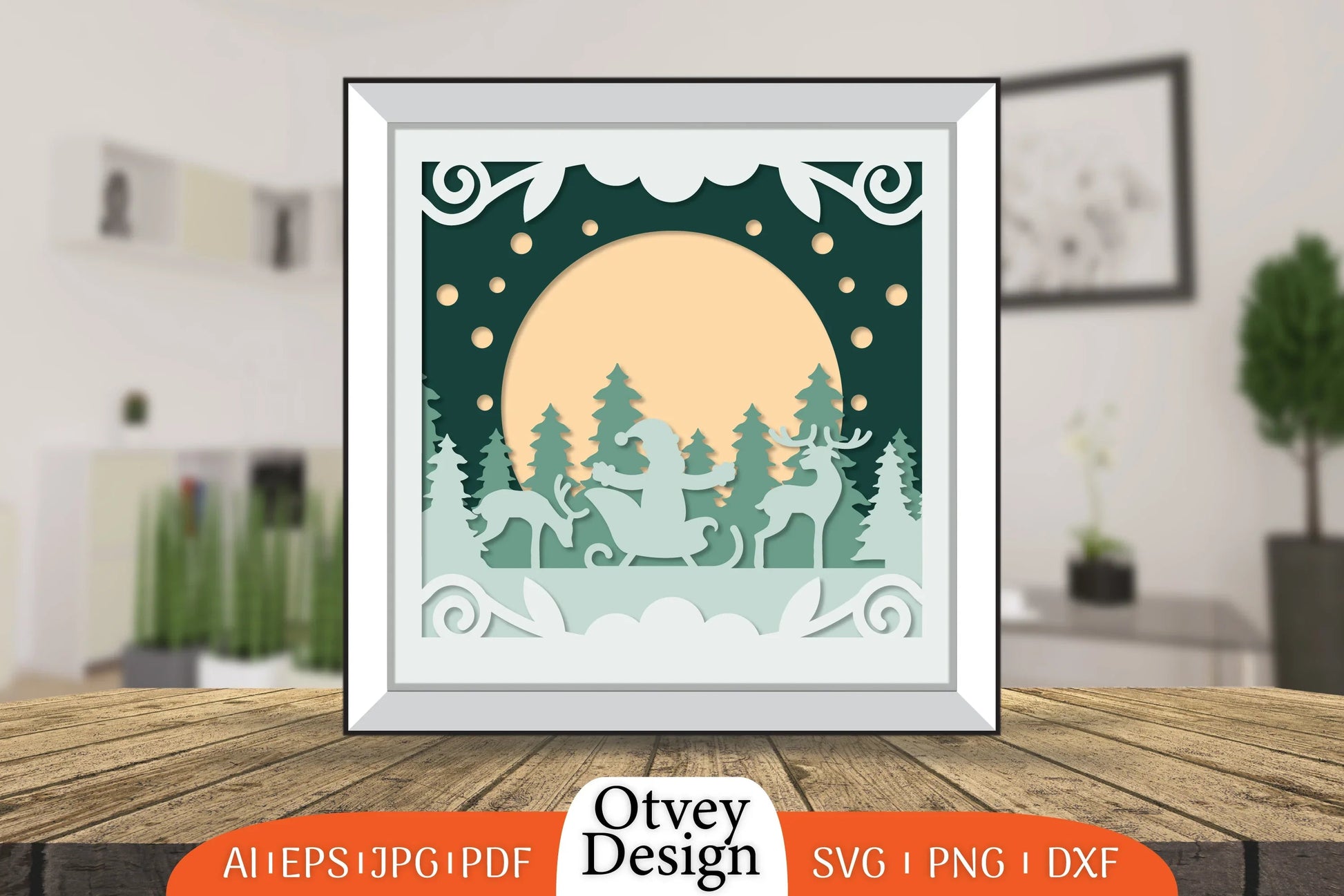 Christmas Santa Sleigh 3D Shadowbox SVG Bundle 3 - CraftNest - Digital Crafting and Art