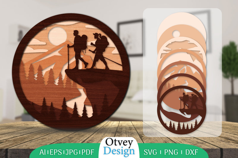 Hiking Couple Layered Lasercut SVG Bundle 4 - CraftNest - Digital Crafting and Art
