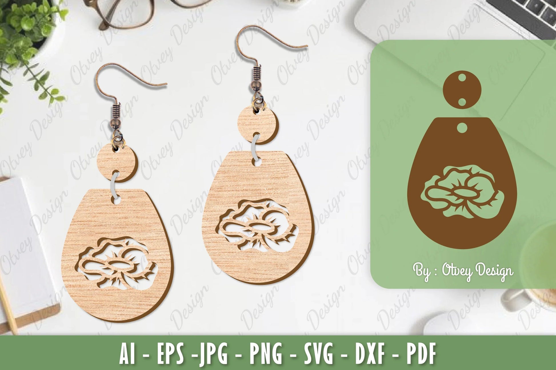 Flower Earrings Laser Cut SVG Bundle 65 - CraftNest - Digital Crafting and Art