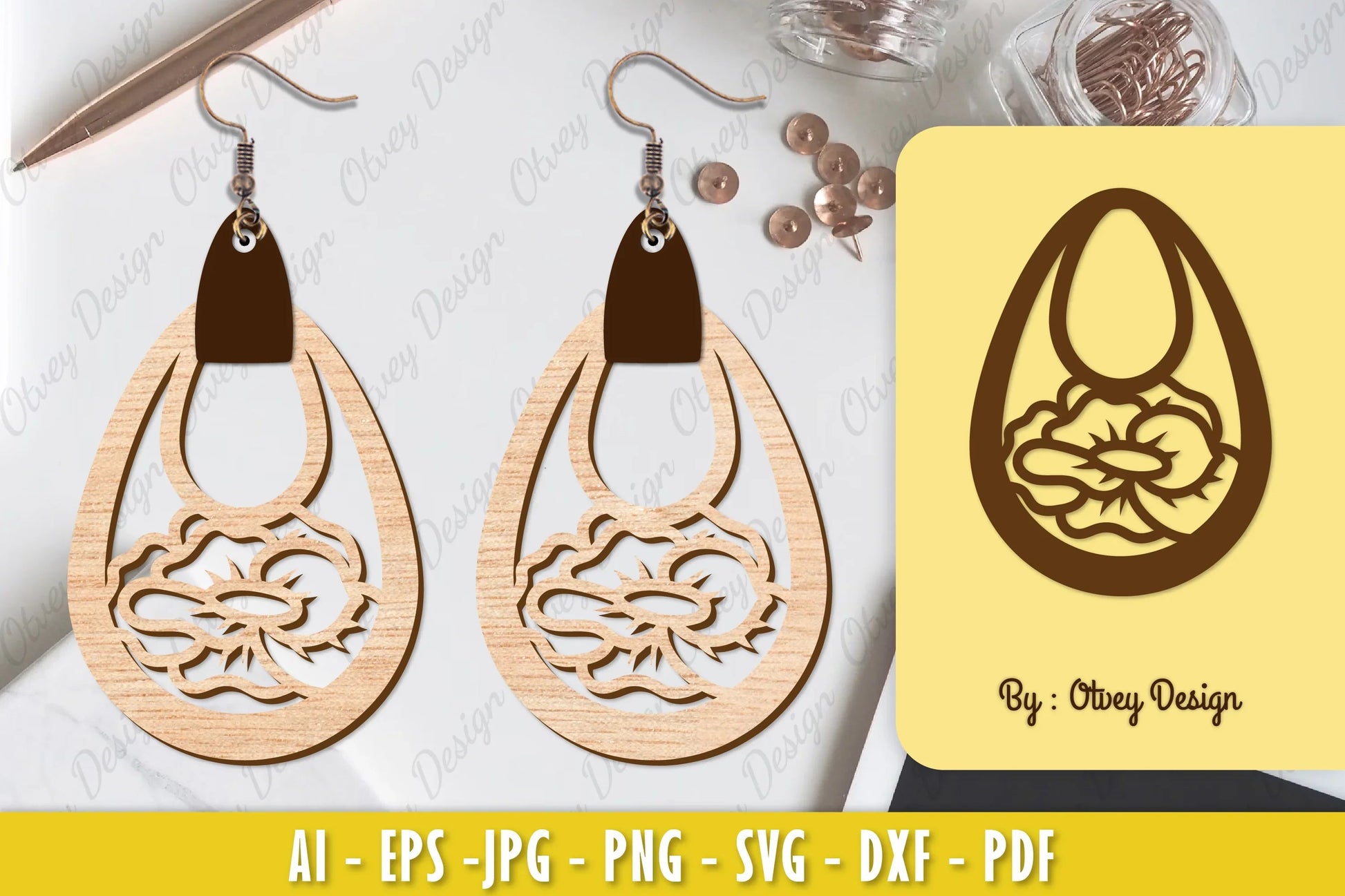 Flower Earring Laser Cut SVG Bundle 55 - CraftNest - Digital Crafting and Art