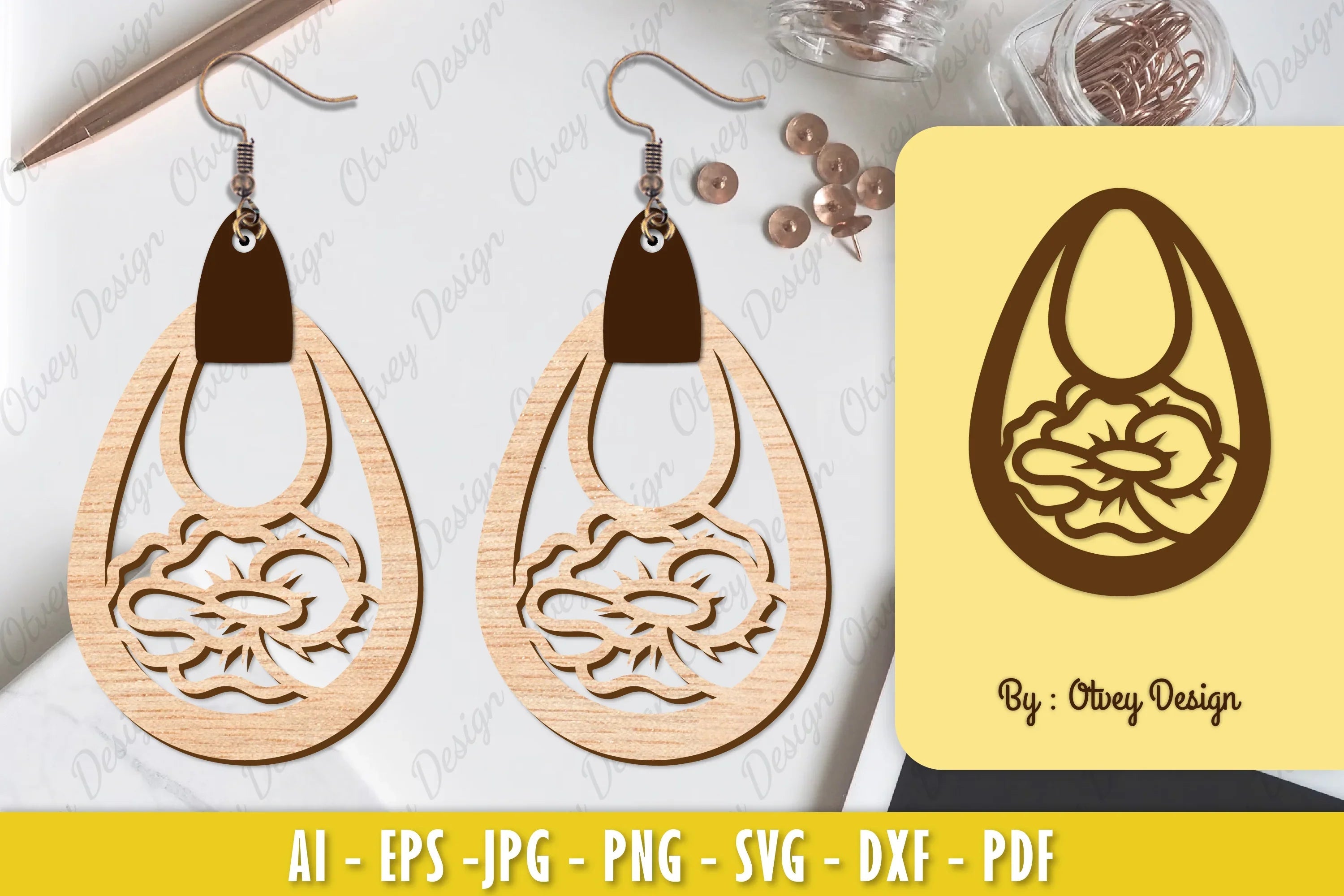 Flower Earring Laser Cut SVG Bundle 55 - CraftNest - Digital Crafting and Art