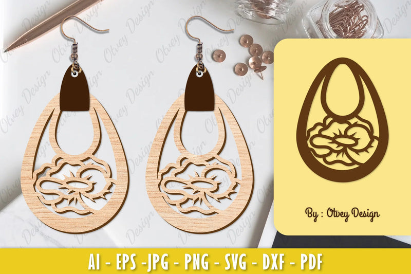 Flower Earring Laser Cut SVG Bundle 55 - CraftNest - Digital Crafting and Art