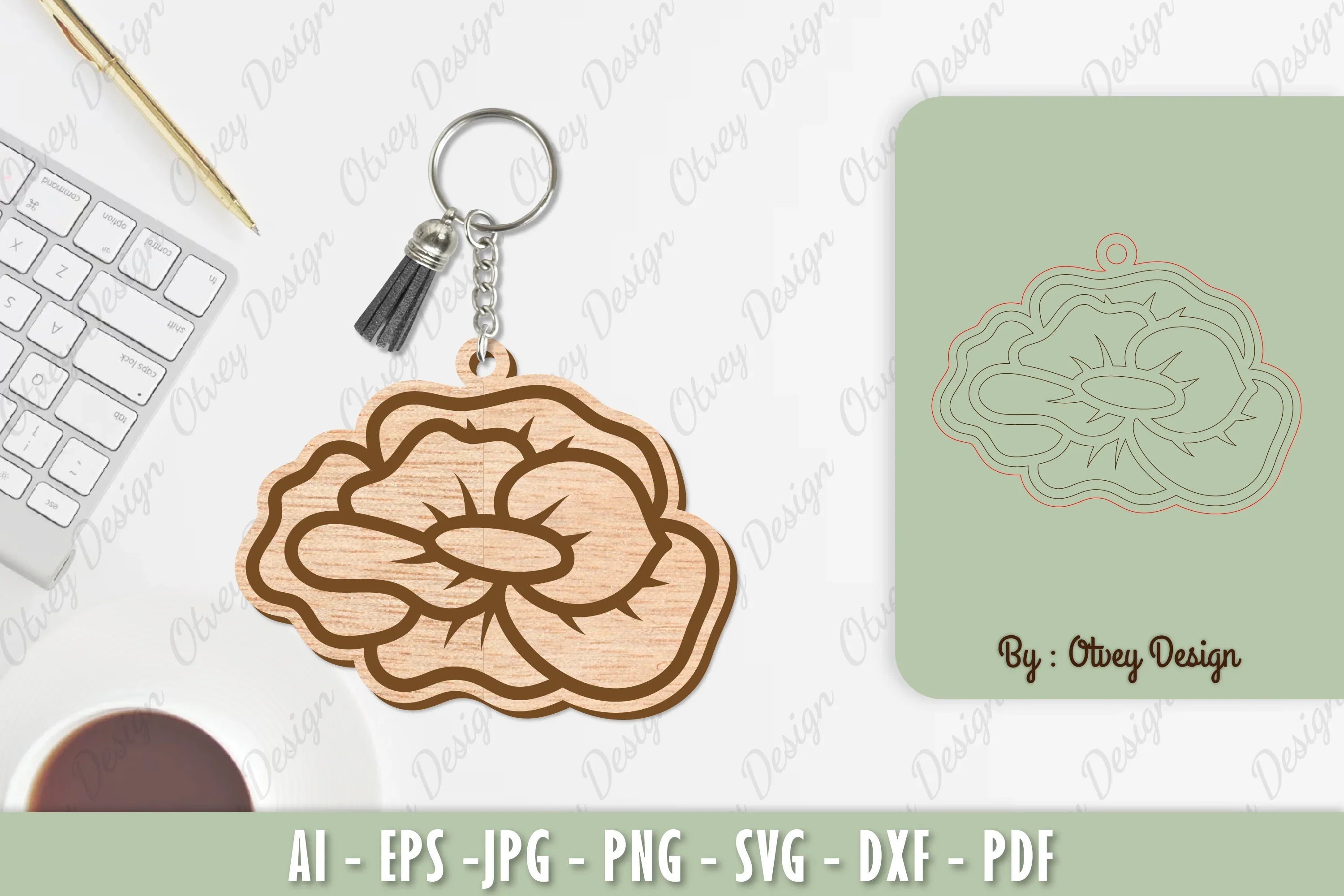 Flower Keychain Laser Cut SVG Bundle 35 - CraftNest - Digital Crafting and Art
