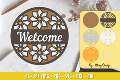 Champa Flower Welcome Sign Layered Lasercut SVG Bundle - CraftNest - Digital Crafting and Art