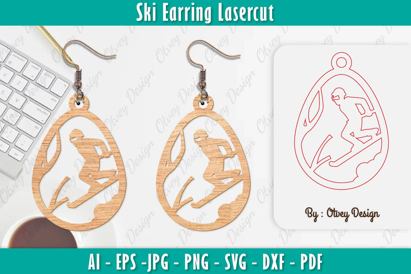 Ski Earring Laser Cut SVG Bundle 12 - CraftNest - Digital Crafting and Art