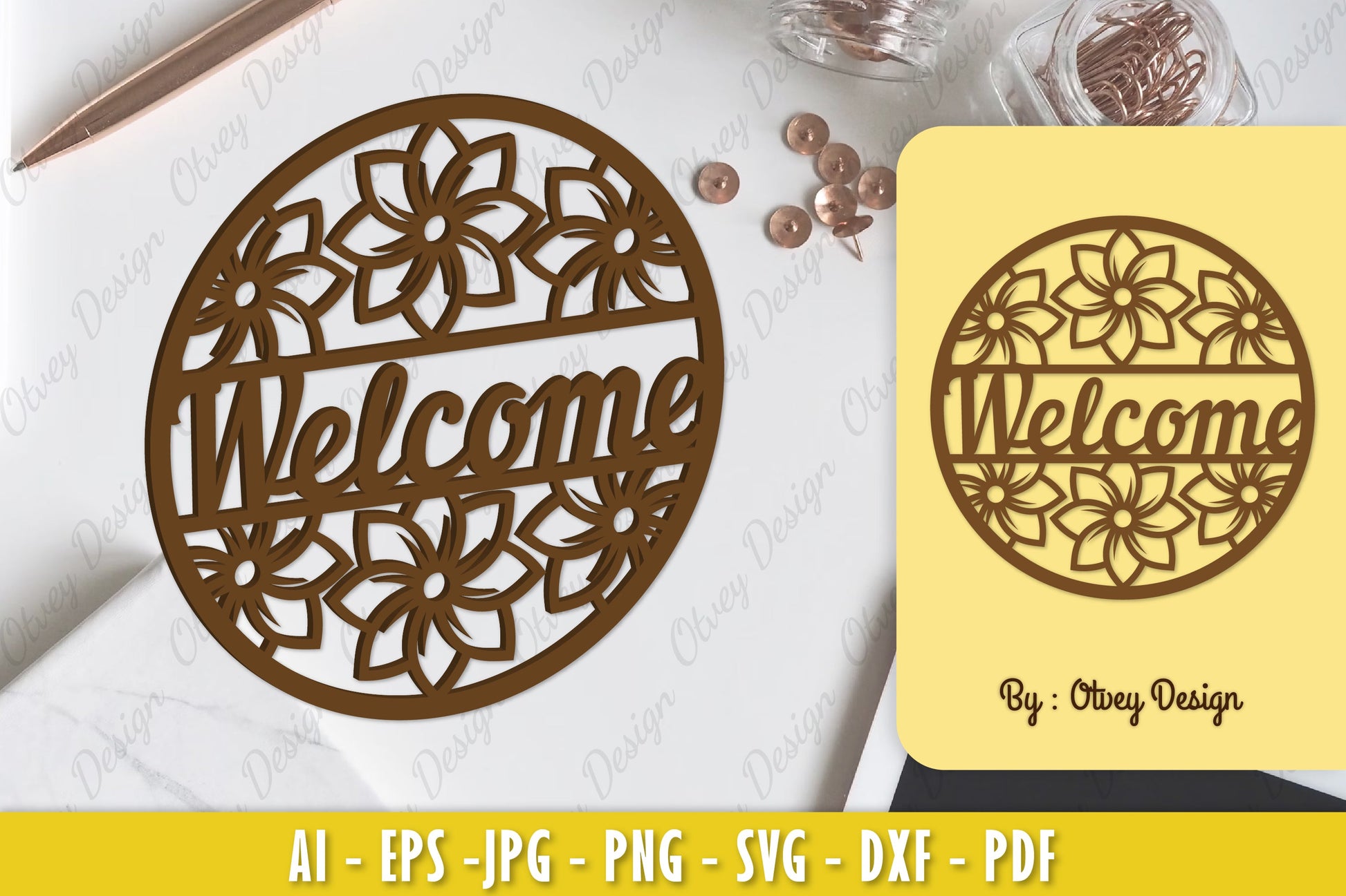 Champa Flower Welcome Sign SVG Bundle 1 - CraftNest - Digital Crafting and Art