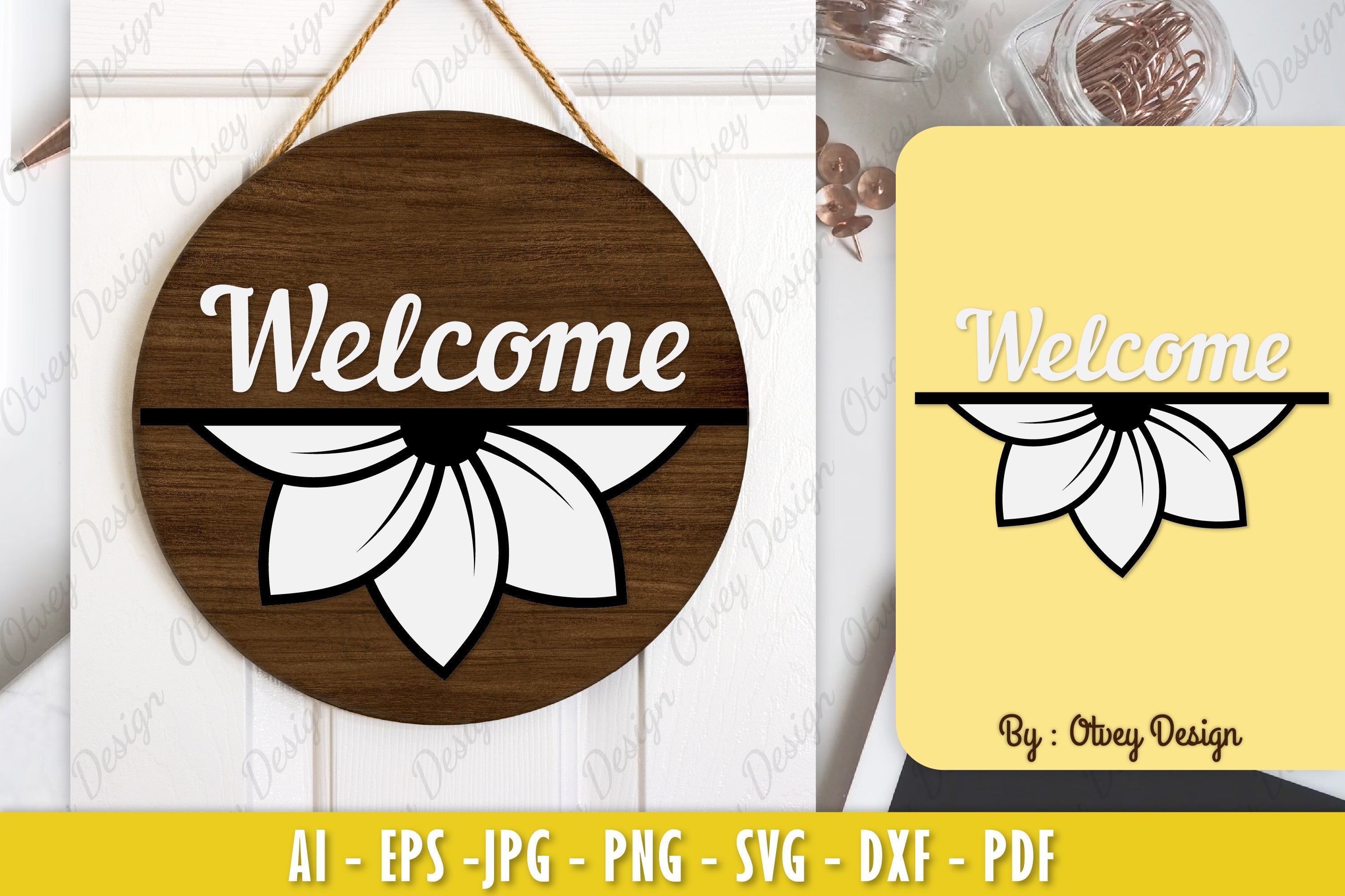 Champa Flower Welcome Sign SVG Bundle 2 - CraftNest - Digital Crafting and Art