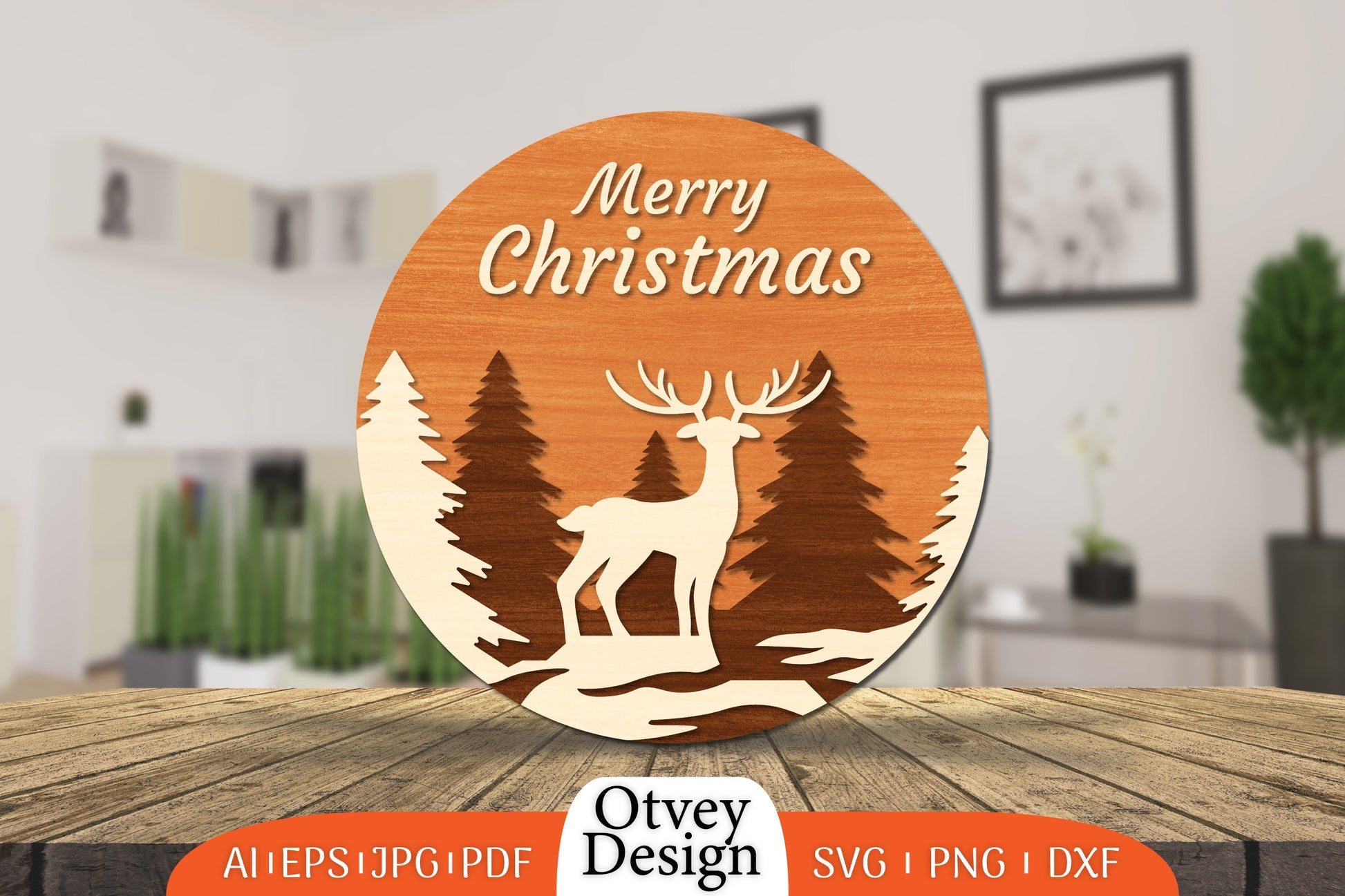 Christmas Deer Round Door Lasercut SVG Bundle 4 - CraftNest - Digital Crafting and Art