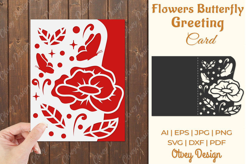 Butterfly and Flowers Card Cover Paper Cut SVG Bundle 5 - CraftNest - Digital Crafting and Art