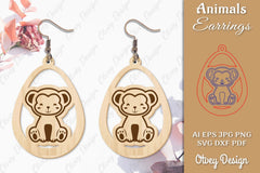 Monkey Animal Earrings Lasercut SVG Bundle - CraftNest - Digital Crafting and Art