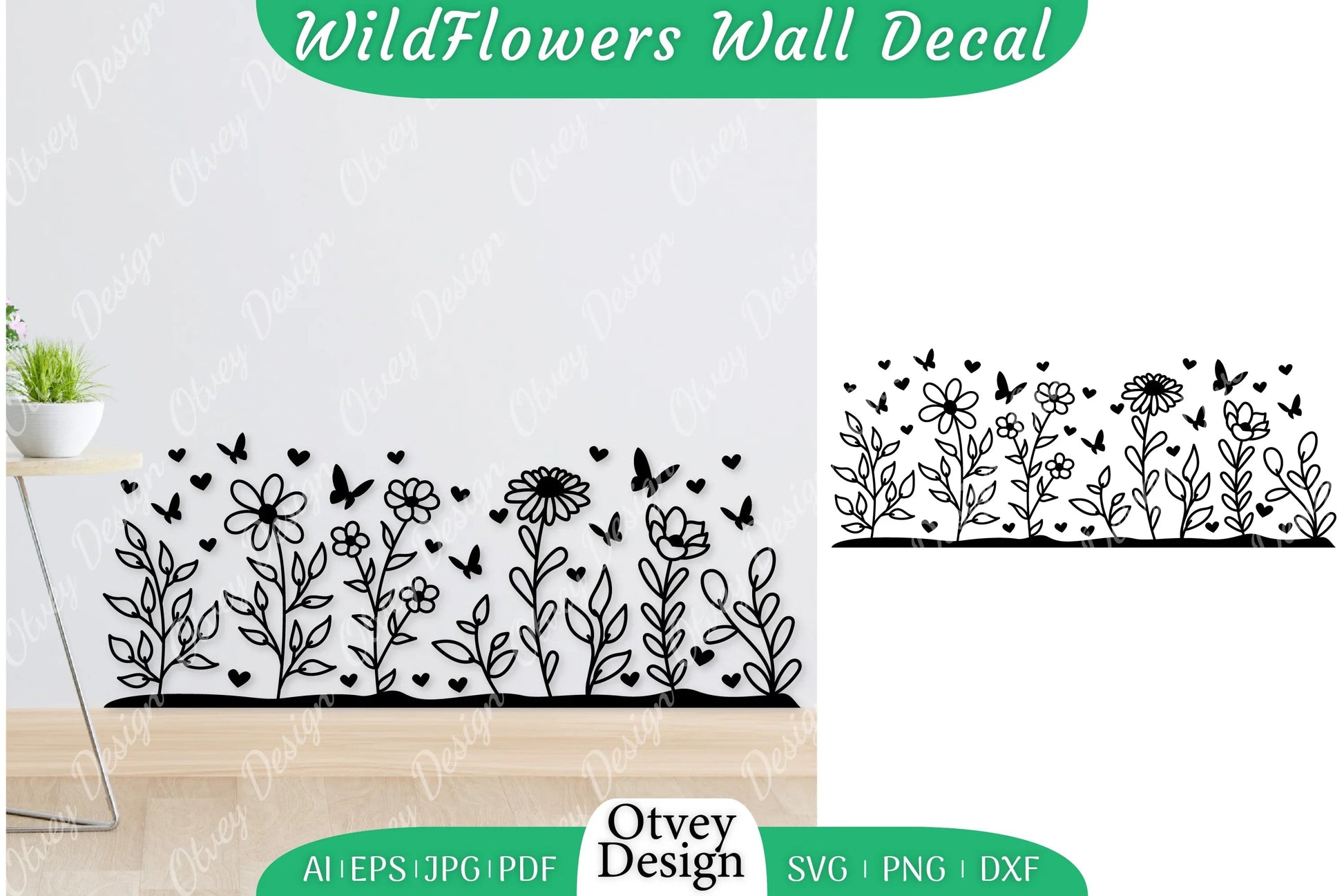 Blooming Wildflowers Wall Decal SVG Bundle 7 - CraftNest - Digital Crafting and Art
