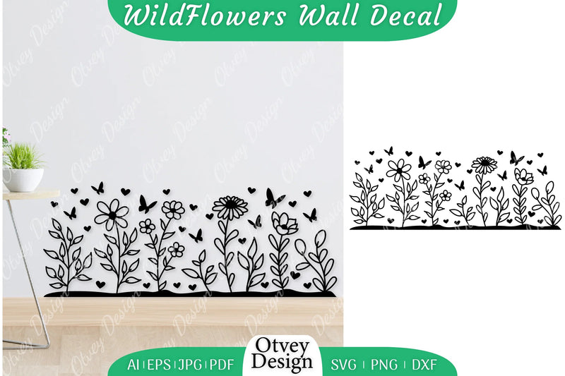 Blooming Wildflowers Wall Decal SVG Bundle 7 - CraftNest - Digital Crafting and Art