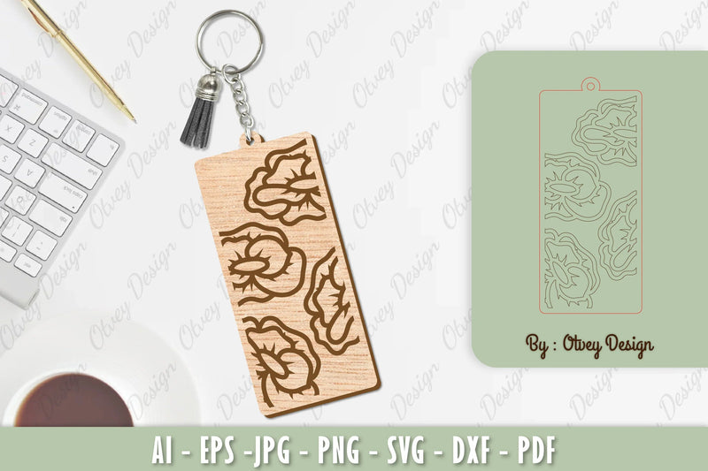Flower Keychain Laser Cut SVG Bundle 15 - CraftNest - Digital Crafting and Art