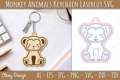 Monkey Animal Keychain Laser Cut SVG Bundle - CraftNest - Digital Crafting and Art