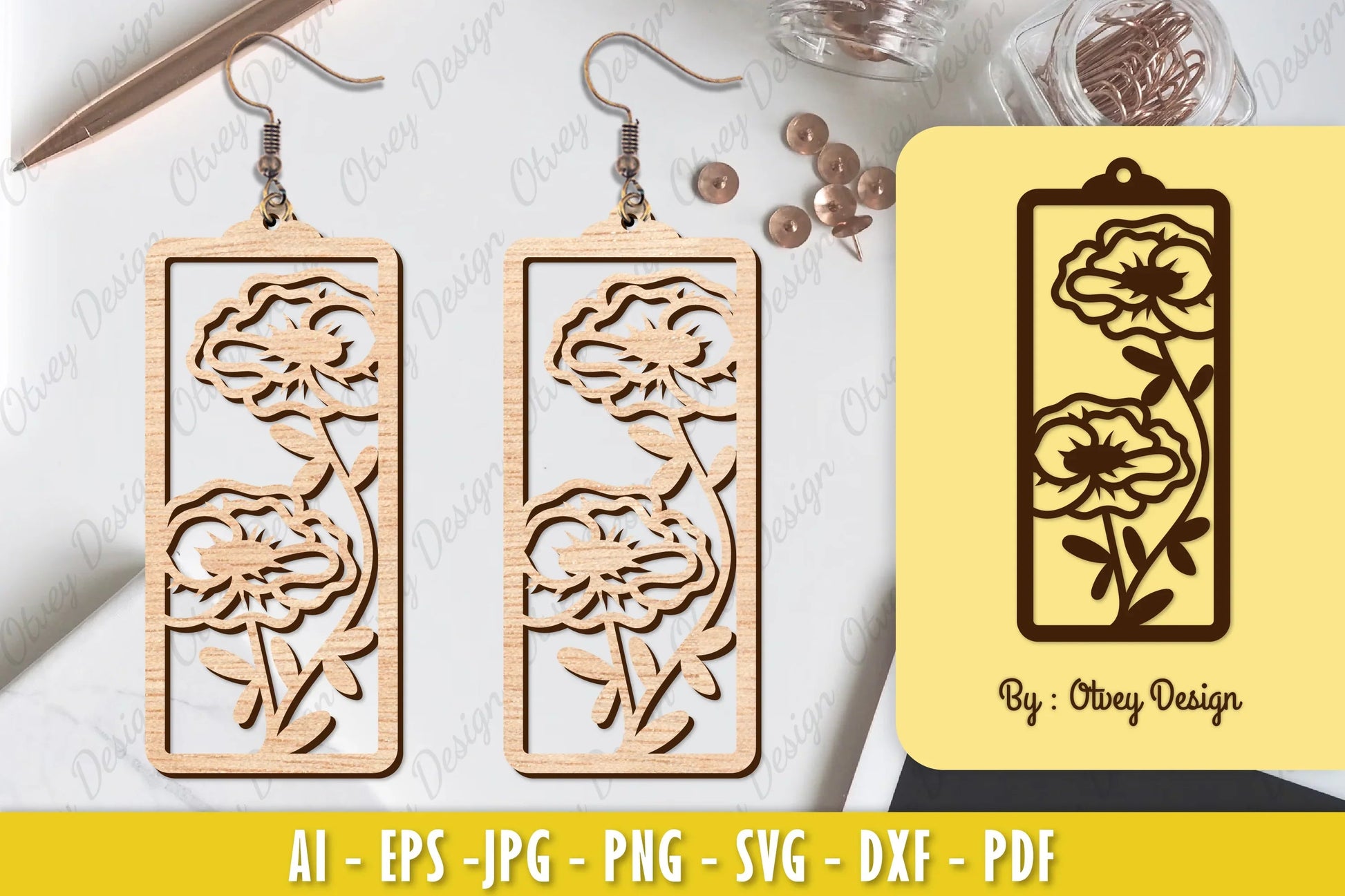 Flower Earring Laser Cut SVG Bundle 125 - CraftNest - Digital Crafting and Art