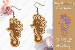 Sea Animals Earrings Laser Cut SVG Bundle 5 - CraftNest - Digital Crafting and Art