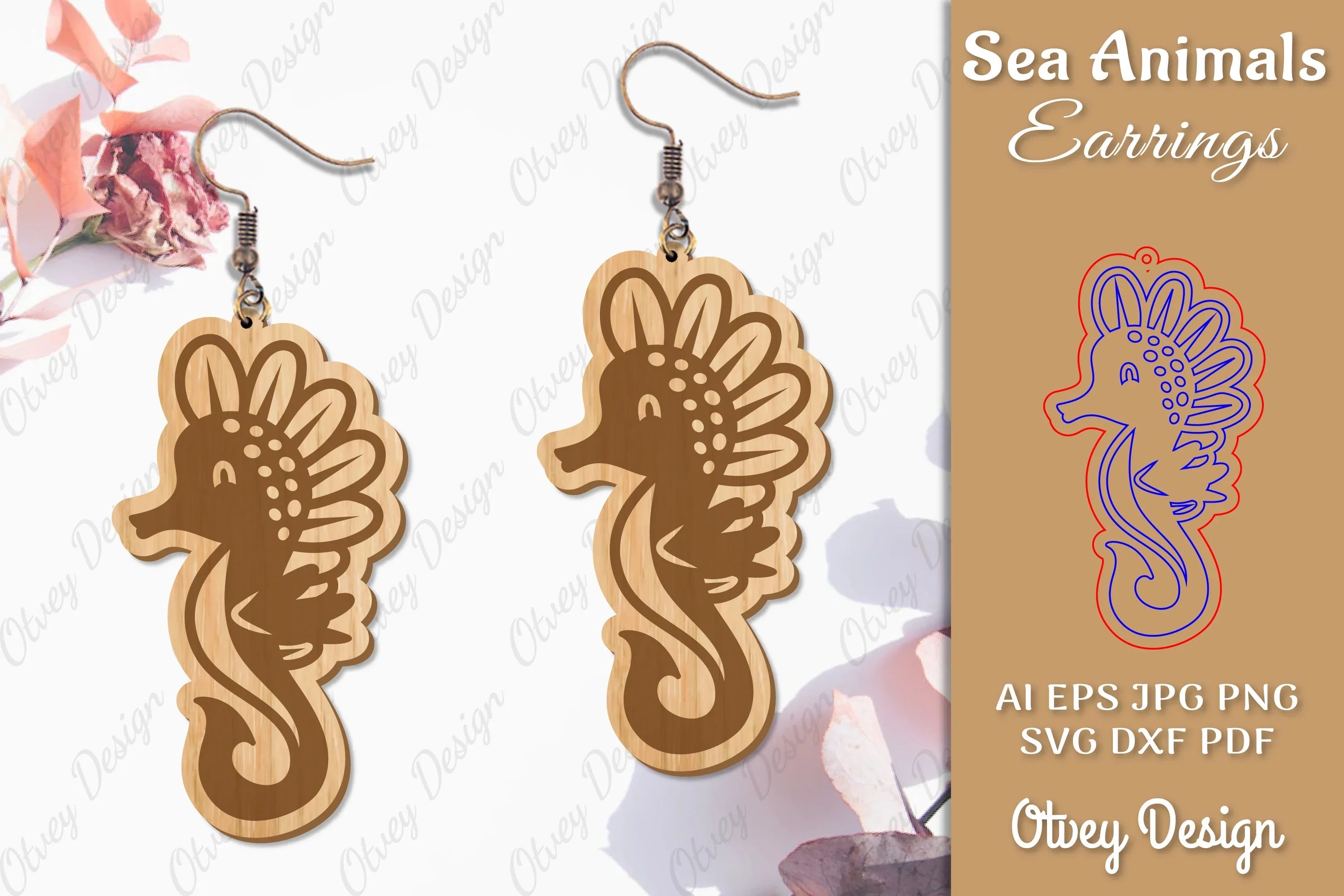 Sea Animals Earrings Laser Cut SVG Bundle 5 - CraftNest - Digital Crafting and Art