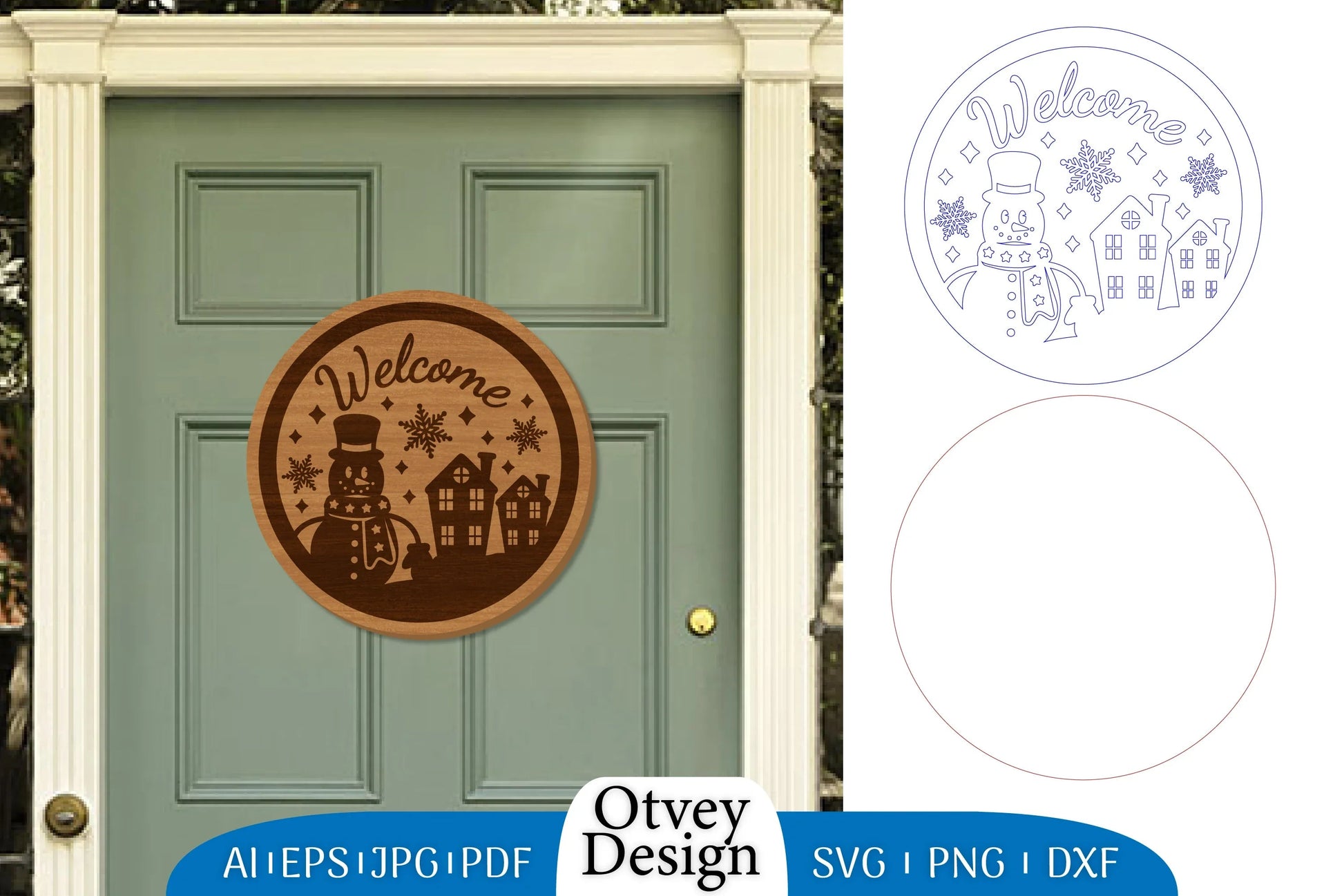 Snowman Round Door Ornament Lasercut SVG Bundle 5 - CraftNest - Digital Crafting and Art