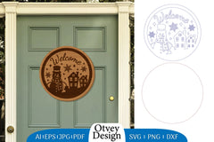 Snowman Round Door Ornament Lasercut SVG Bundle 5 - CraftNest - Digital Crafting and Art