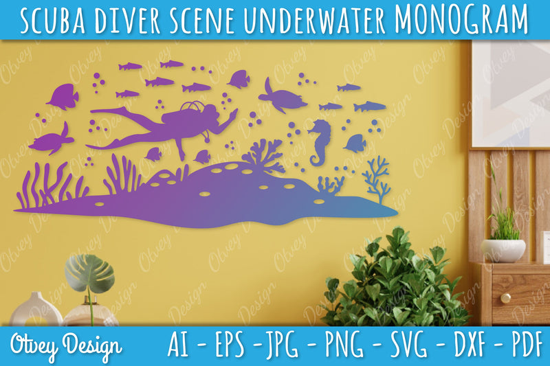 Scuba Diver Monogram SVG Bundle 2 - CraftNest - Digital Crafting and Art