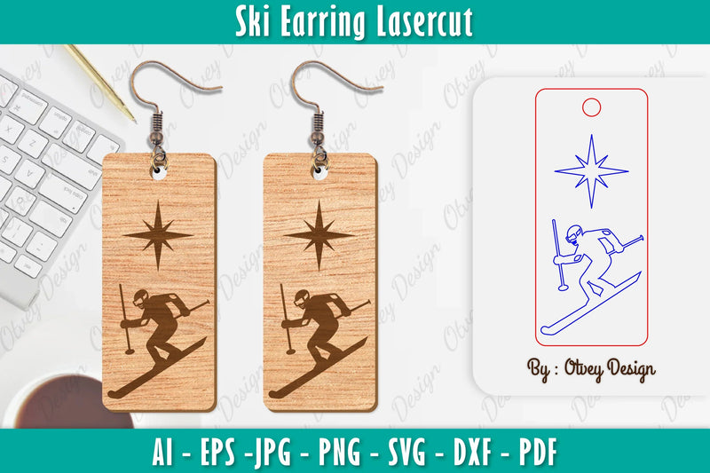 Ski Earring Laser Cut SVG Bundle 22 - CraftNest - Digital Crafting and Art