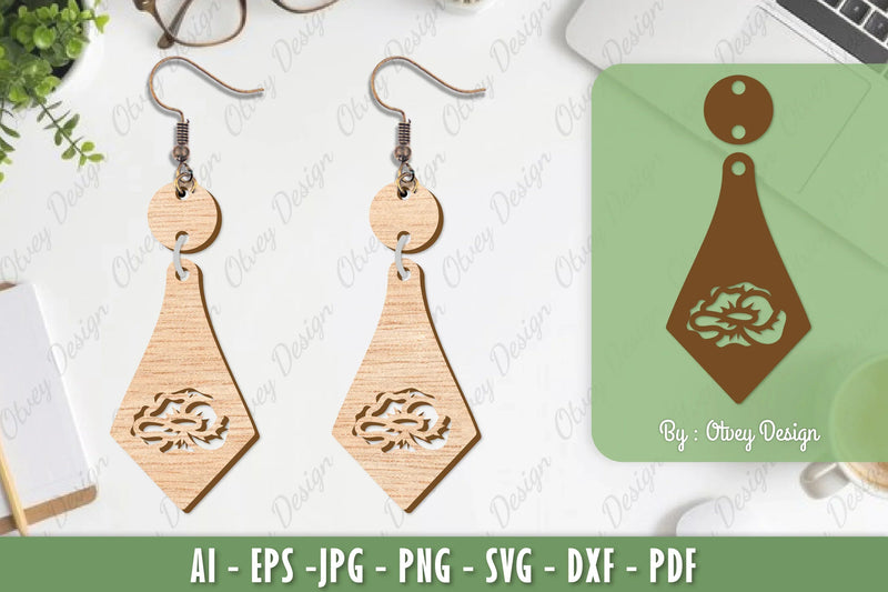 Flower Earrings Laser Cut SVG Bundle 75 - CraftNest - Digital Crafting and Art