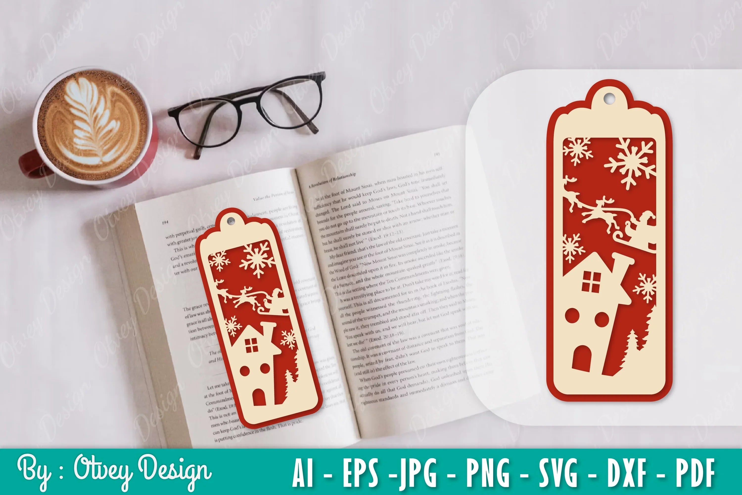 Santa Sleigh Bookmark SVG Bundle 5 - CraftNest - Digital Crafting and Art