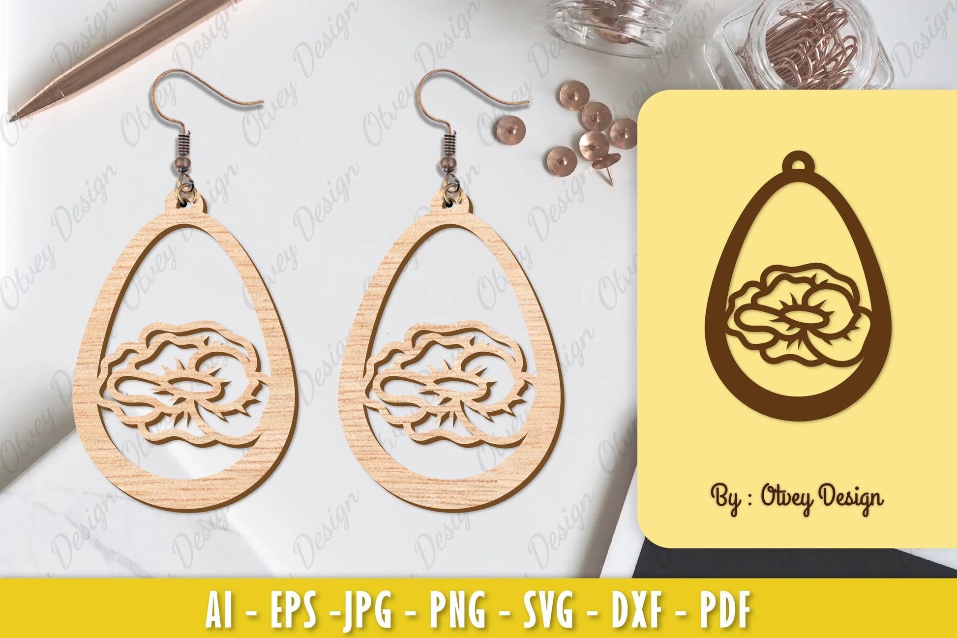 Flower Earring Laser Cut SVG Bundle 35 - CraftNest - Digital Crafting and Art