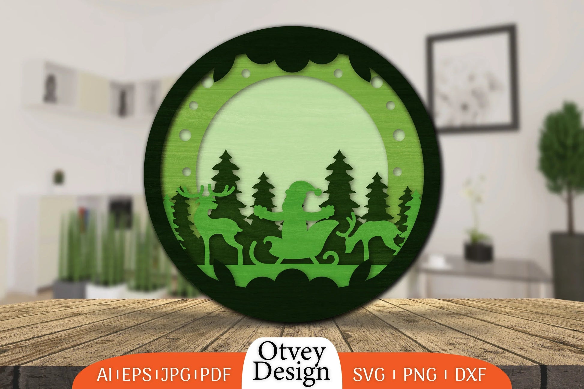 Christmas Round Santa Sleigh 3D Lasercut SVG Bundle 4 - CraftNest - Digital Crafting and Art