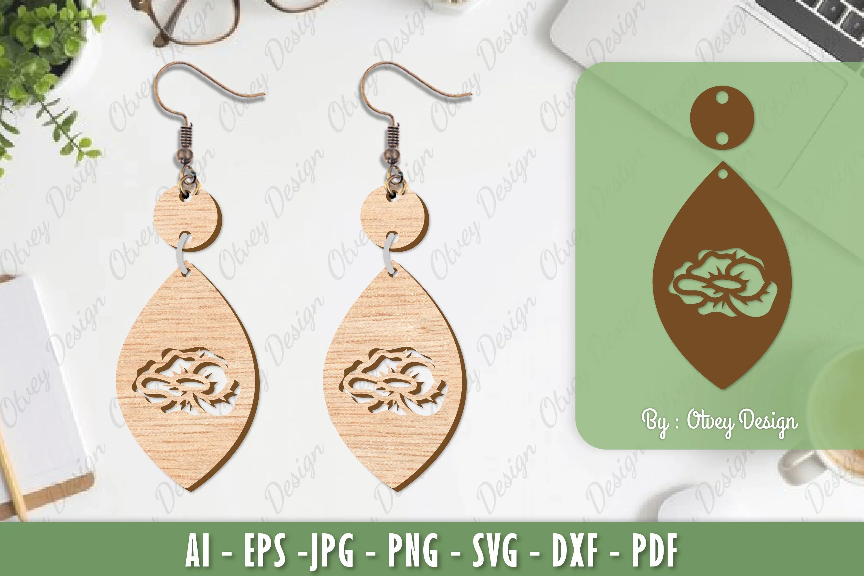 Flower Earrings Laser Cut SVG Bundle 85 - CraftNest - Digital Crafting and Art