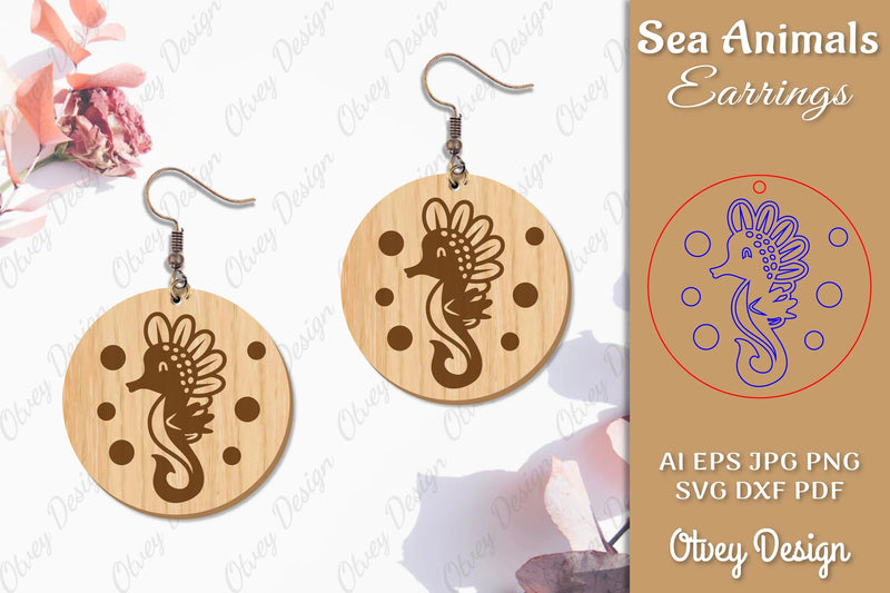 Sea Animals Earrings Laser Cut SVG Bundle 14 - CraftNest - Digital Crafting and Art