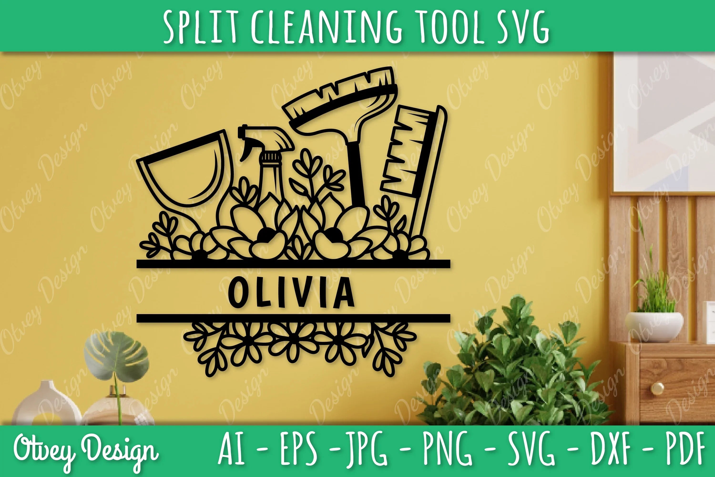 Split Monogram Cleaning Tool SVG Bundle 4 - CraftNest - Digital Crafting and Art