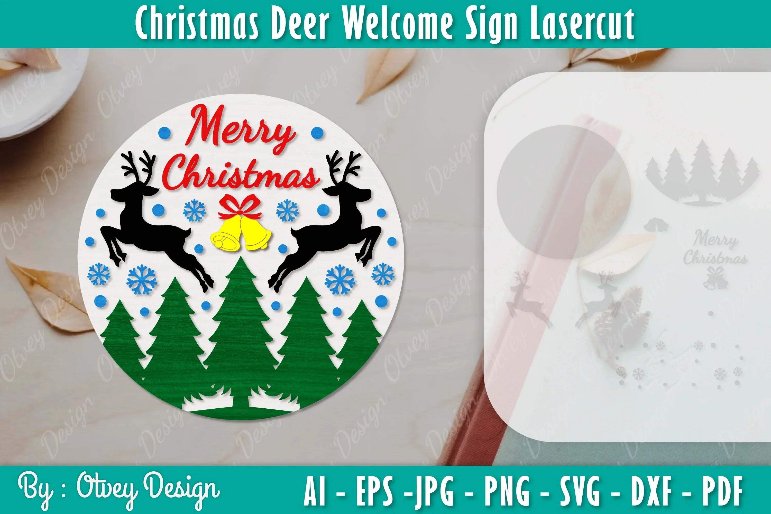 Christmas Deer Welcome Sign SVG Bundle - CraftNest - Digital Crafting and Art
