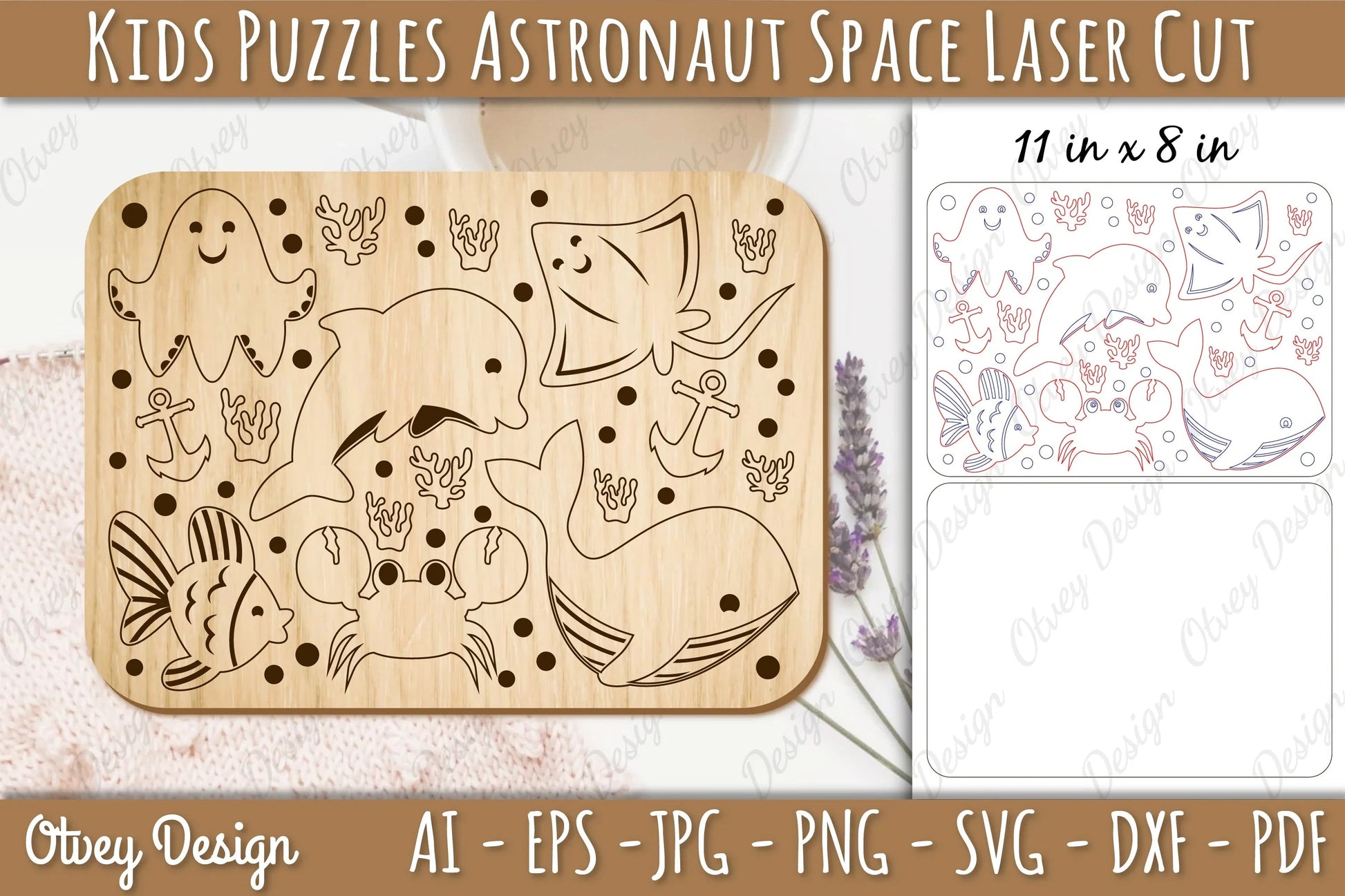 Kids Sea Animals Educational Puzzles SVG Bundle - CraftNest - Digital Crafting and Art
